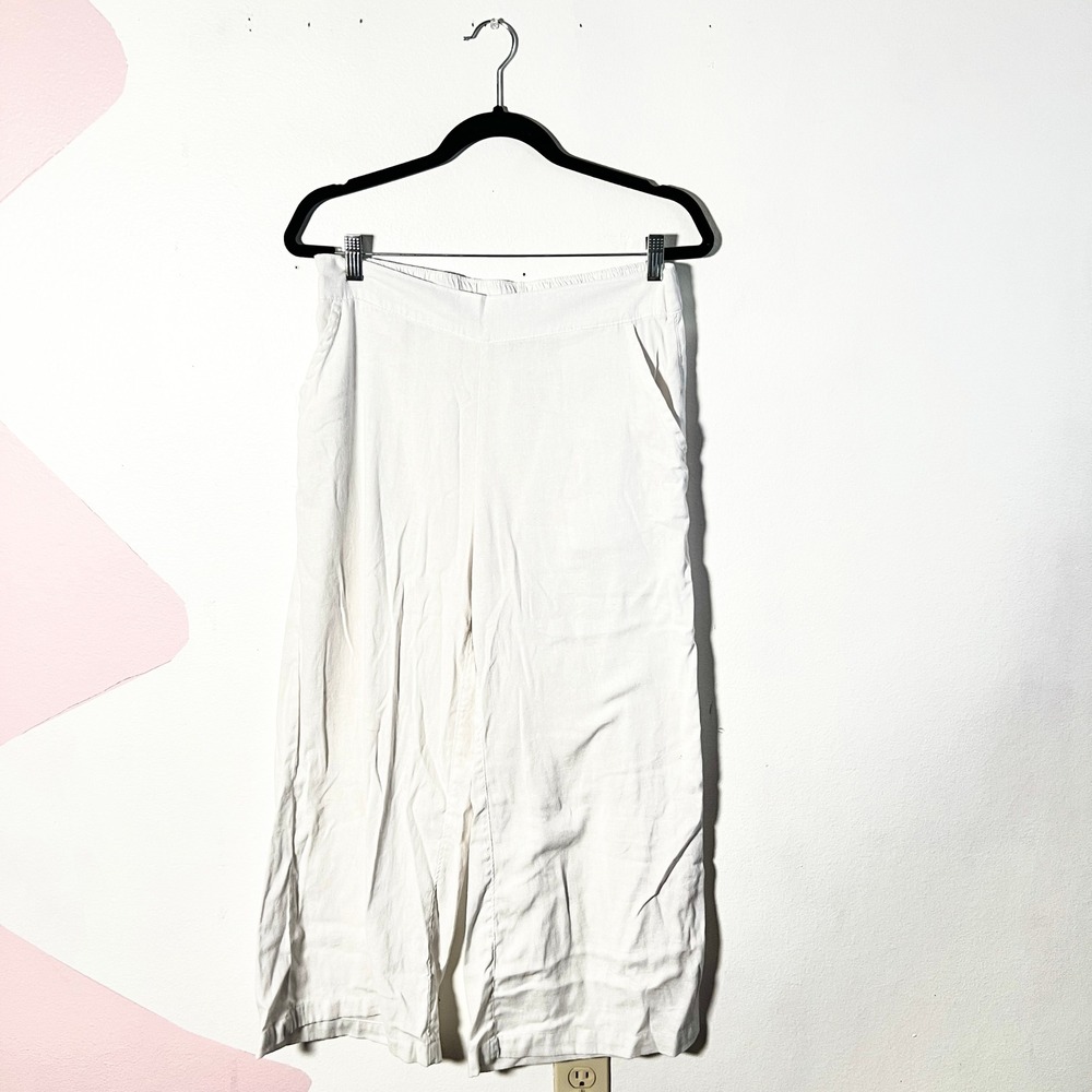 Dash Linen Blend Pants Women's Medium Wide Leg Cropped Beach Vacation